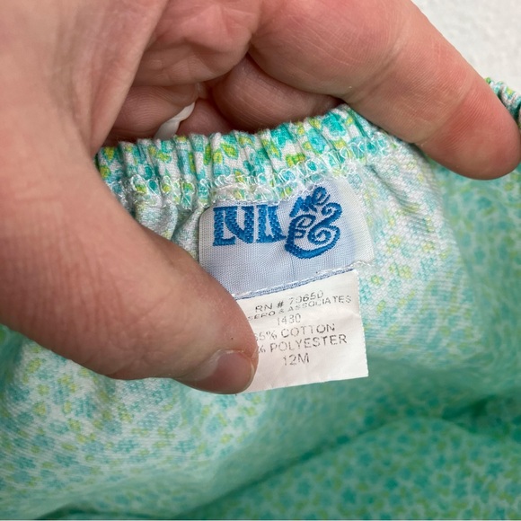 Luli & Me smocked dress green & blue floral sleeveless with bloomers 12 months - Picture 13 of 15